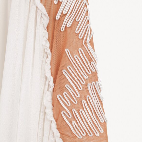 Jean Paul Gaultier White Mesh Soutache Embroidery Batwing-Sleeve Top - Picture 5 of 10